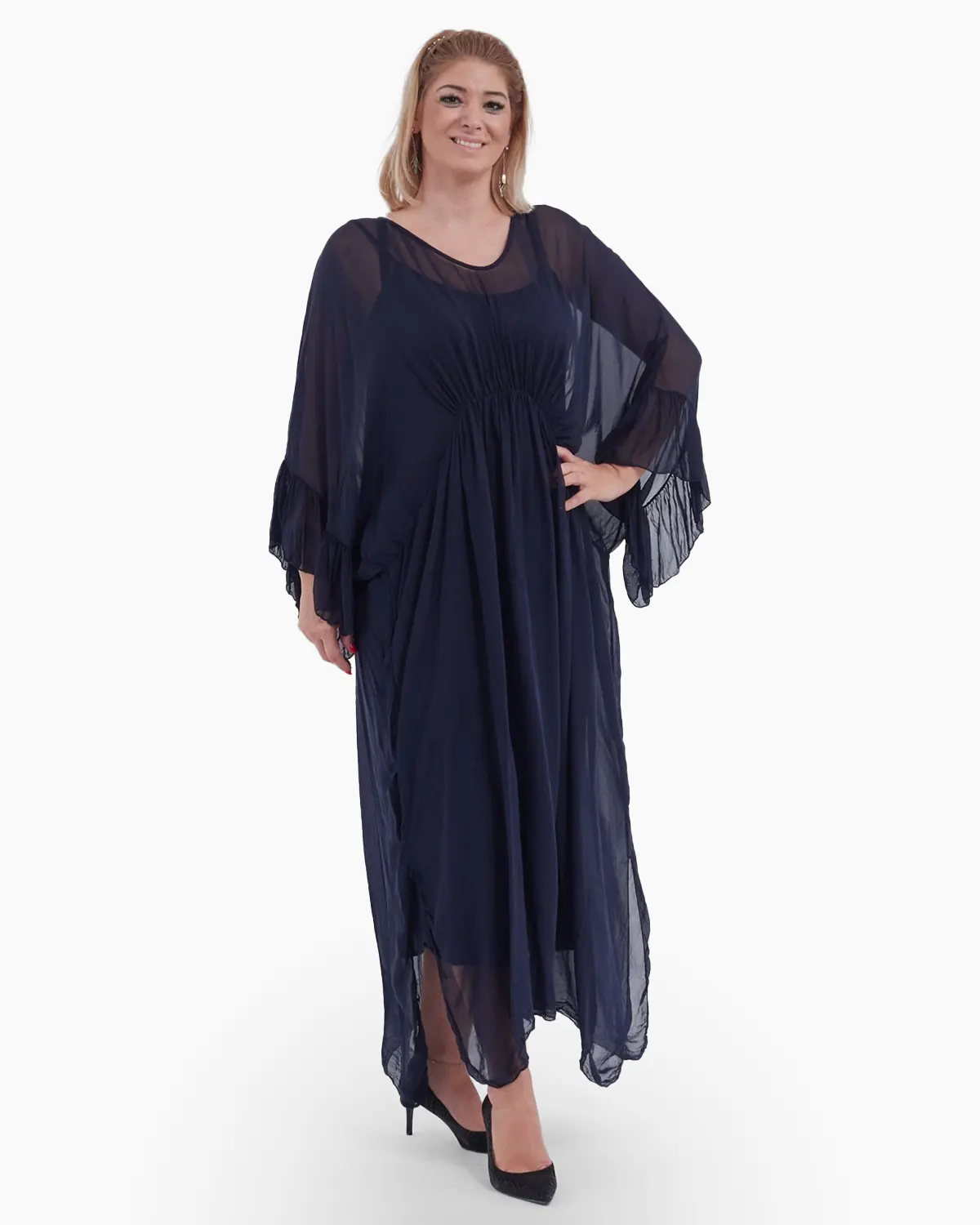 Rochie eleganta de efect, bleumarin [2]