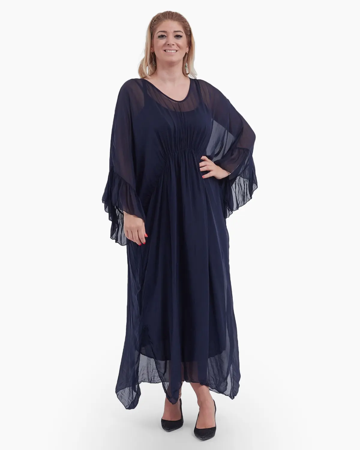 Rochii din Mătase - Rochie eleganta de efect, bleumarin