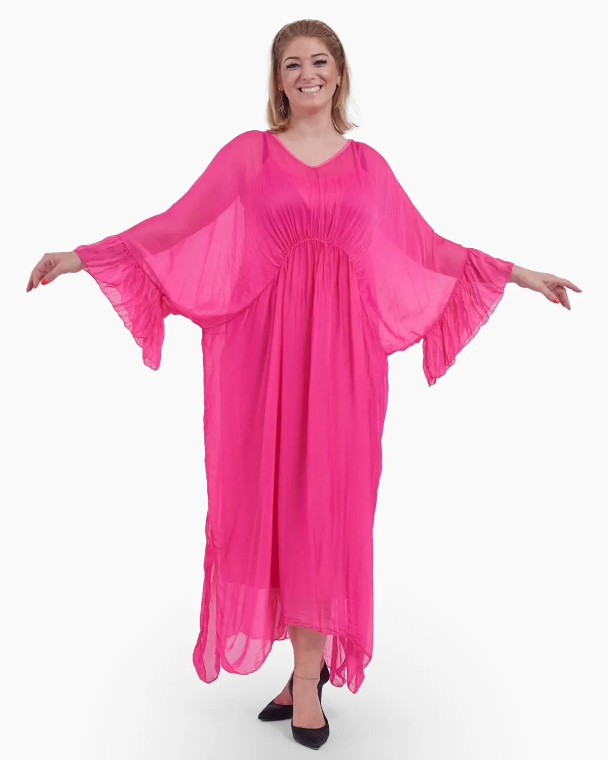 Rochie eleganta de efect, roz [1]