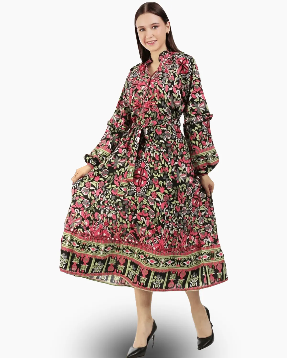 Rochii din Bumbac - Rochie Indiană handmade cu insertii argintii