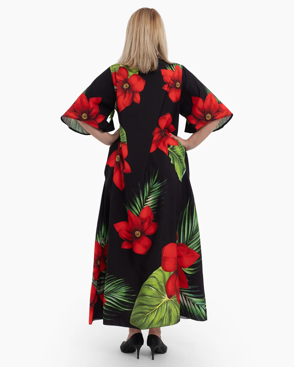 Rochie lungă de vară neagră cu imprimeu floral [1]