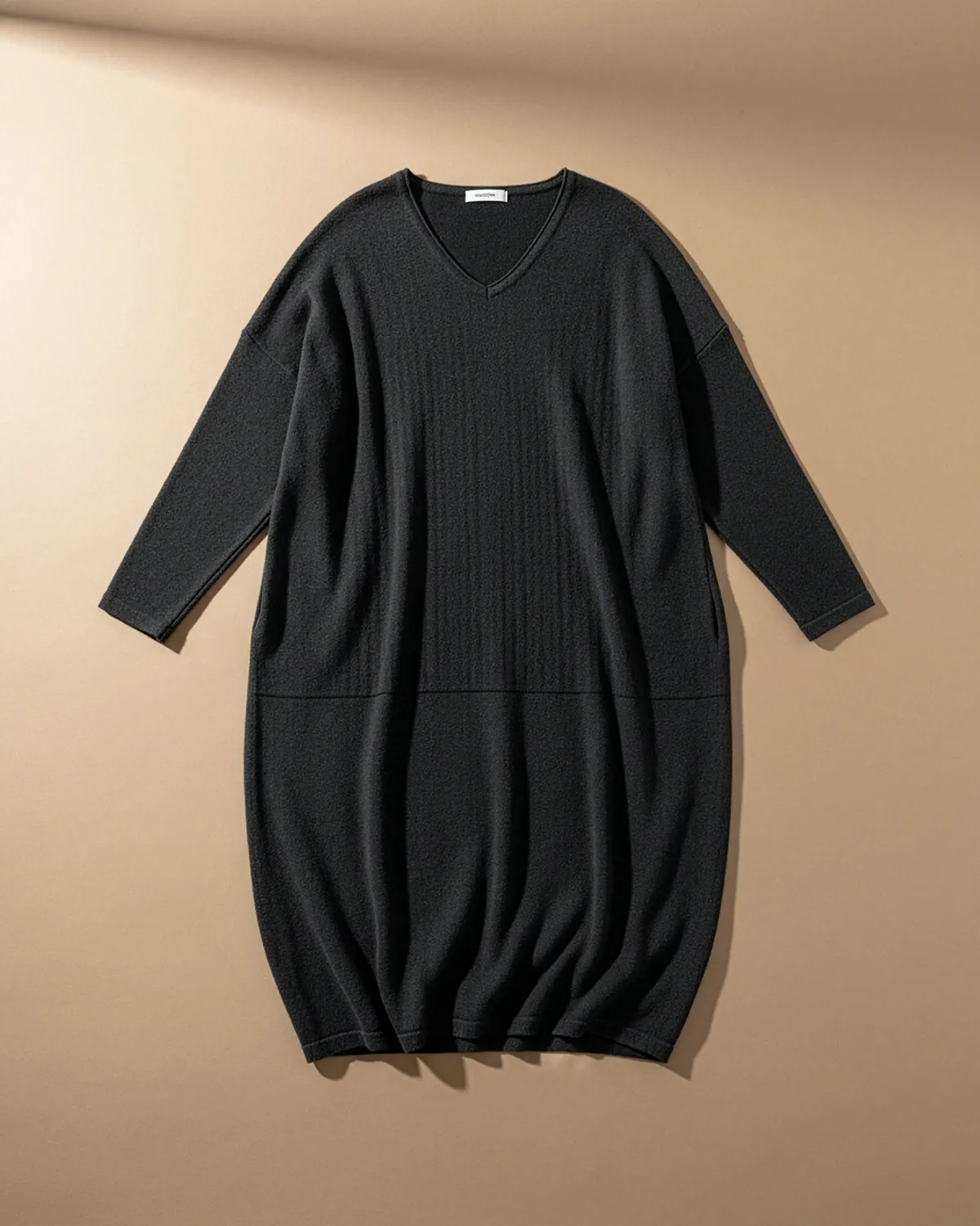 Rochii - Rochie lungă gri din tricot de lână, cu eșarfă asortată