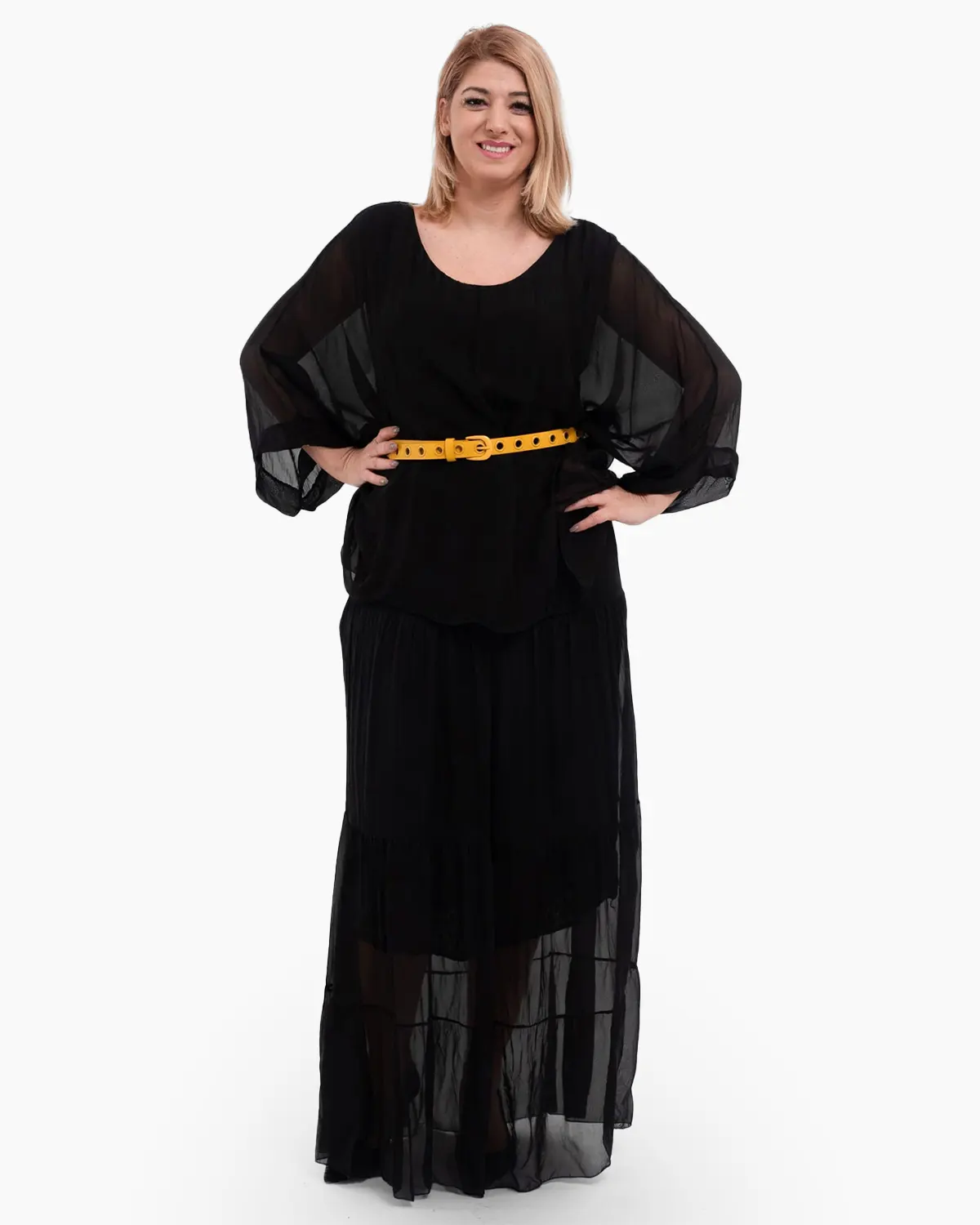 Rochii din Vâscoză - Rochie matase neagra cu un overlay elegant