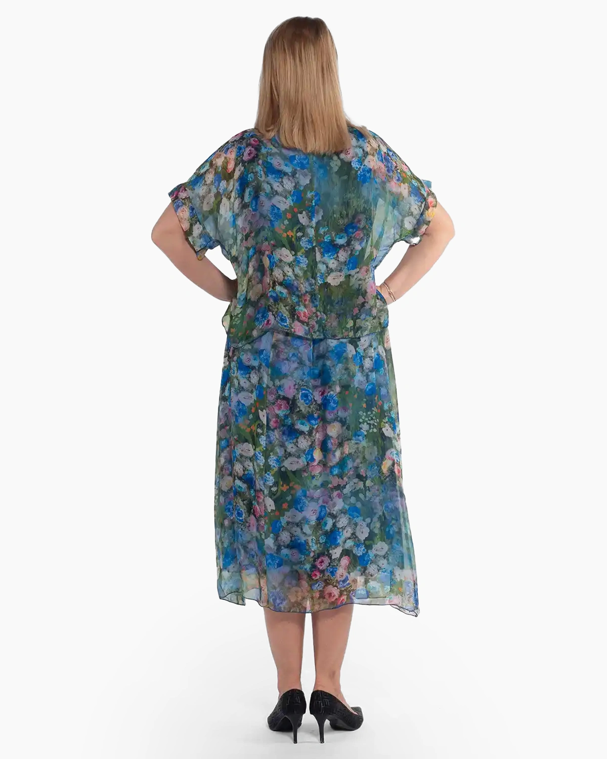 Rochie midi boho albastră cu imprimeu floral [1]
