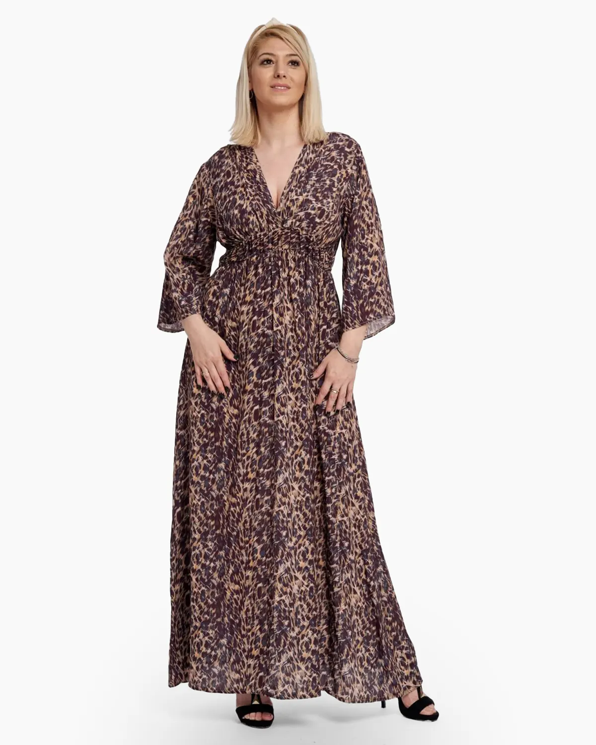 Rochii - Rochie multicolora cu anchior si elastic in talie