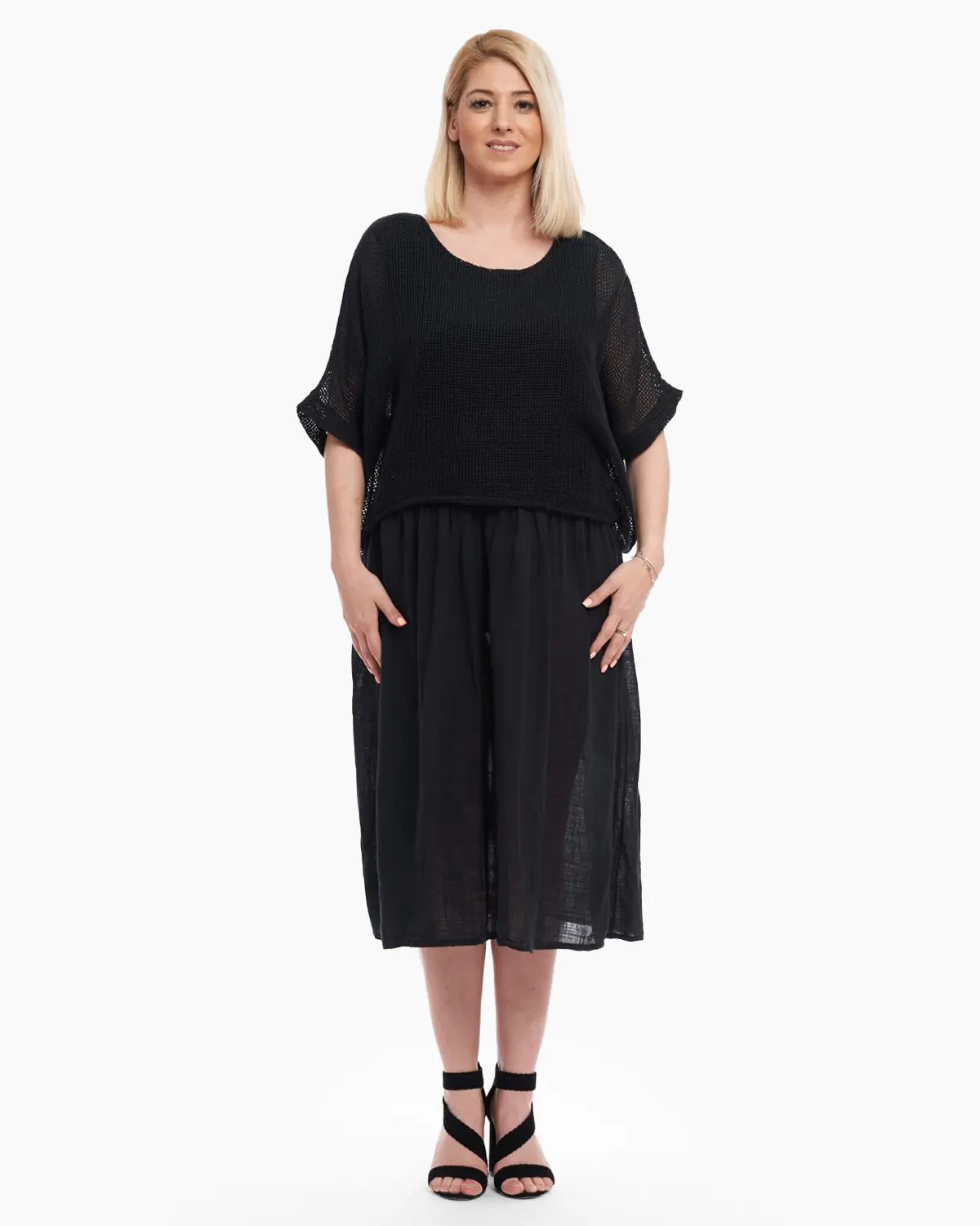 Rochie neagra din bumbac , cu plasa [1]