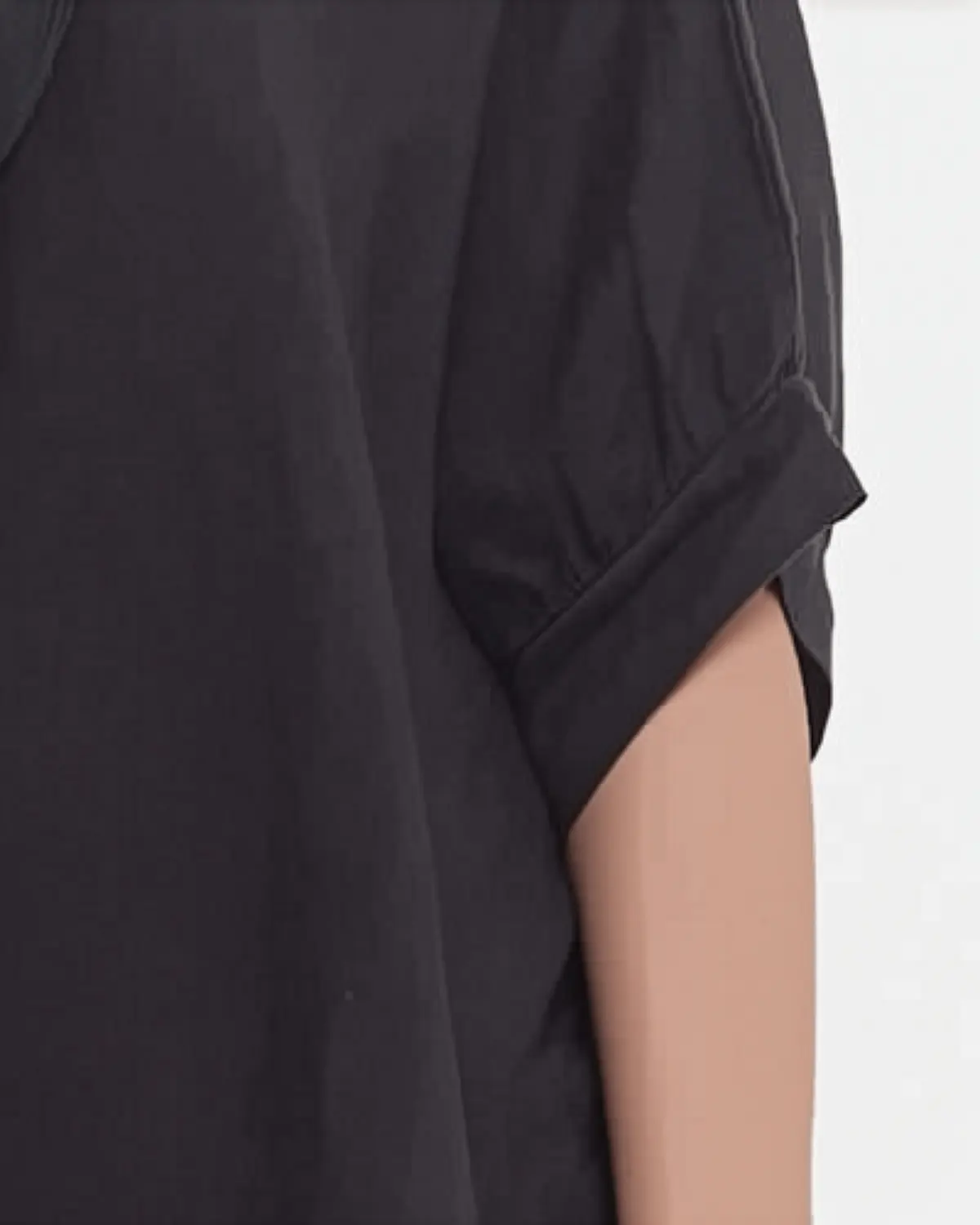 Rochie neagră maxi din in stil minimalist lejeră [3]