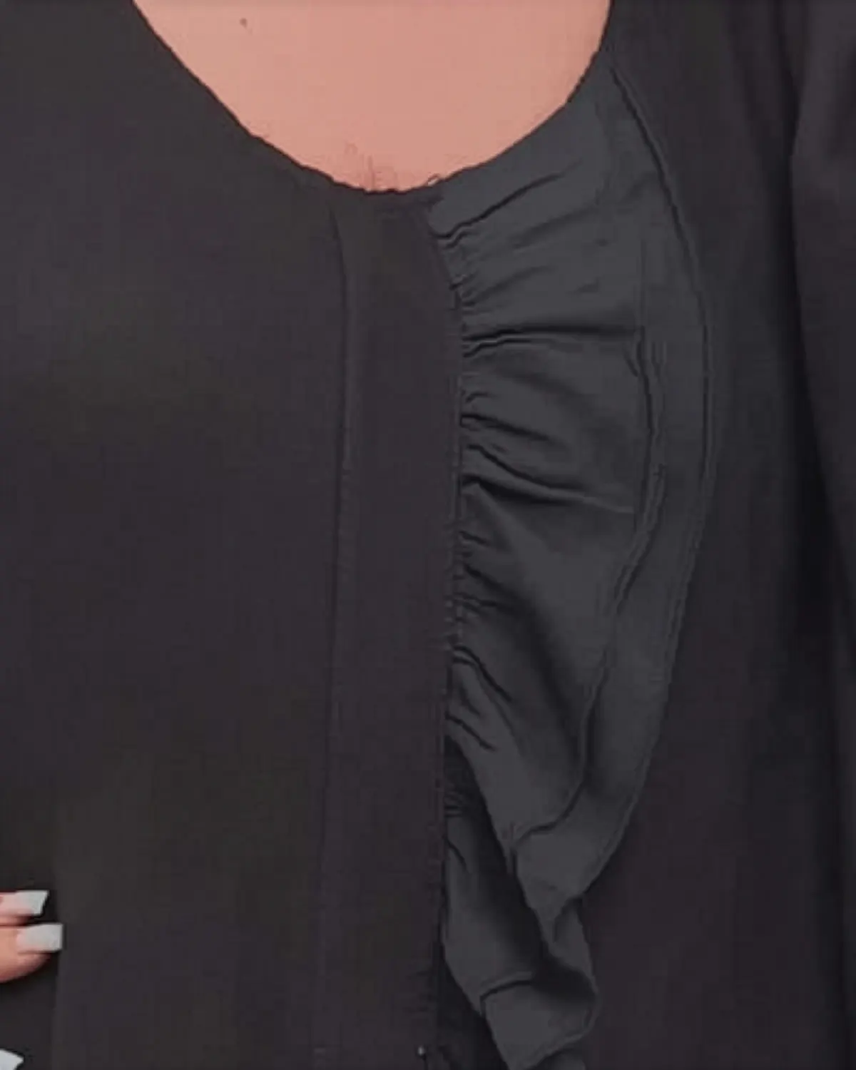 Rochie neagră maxi din in stil minimalist lejeră [4]