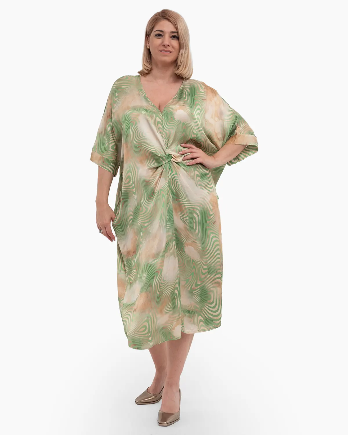 Rochii - Rochie oversize din vâscoză cu croială întoarsă și umeri căzuți
