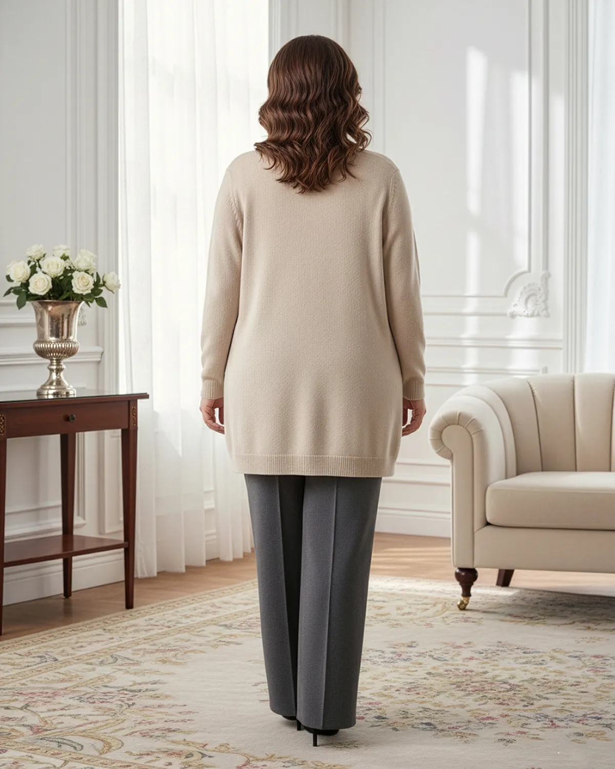 Rochie Tricotată V Neck Din Vâscoză și Elastan [3]