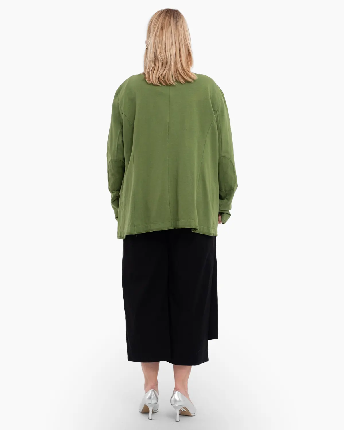 Sacou verde olive casual cu guler tunica si buzunare false [1]
