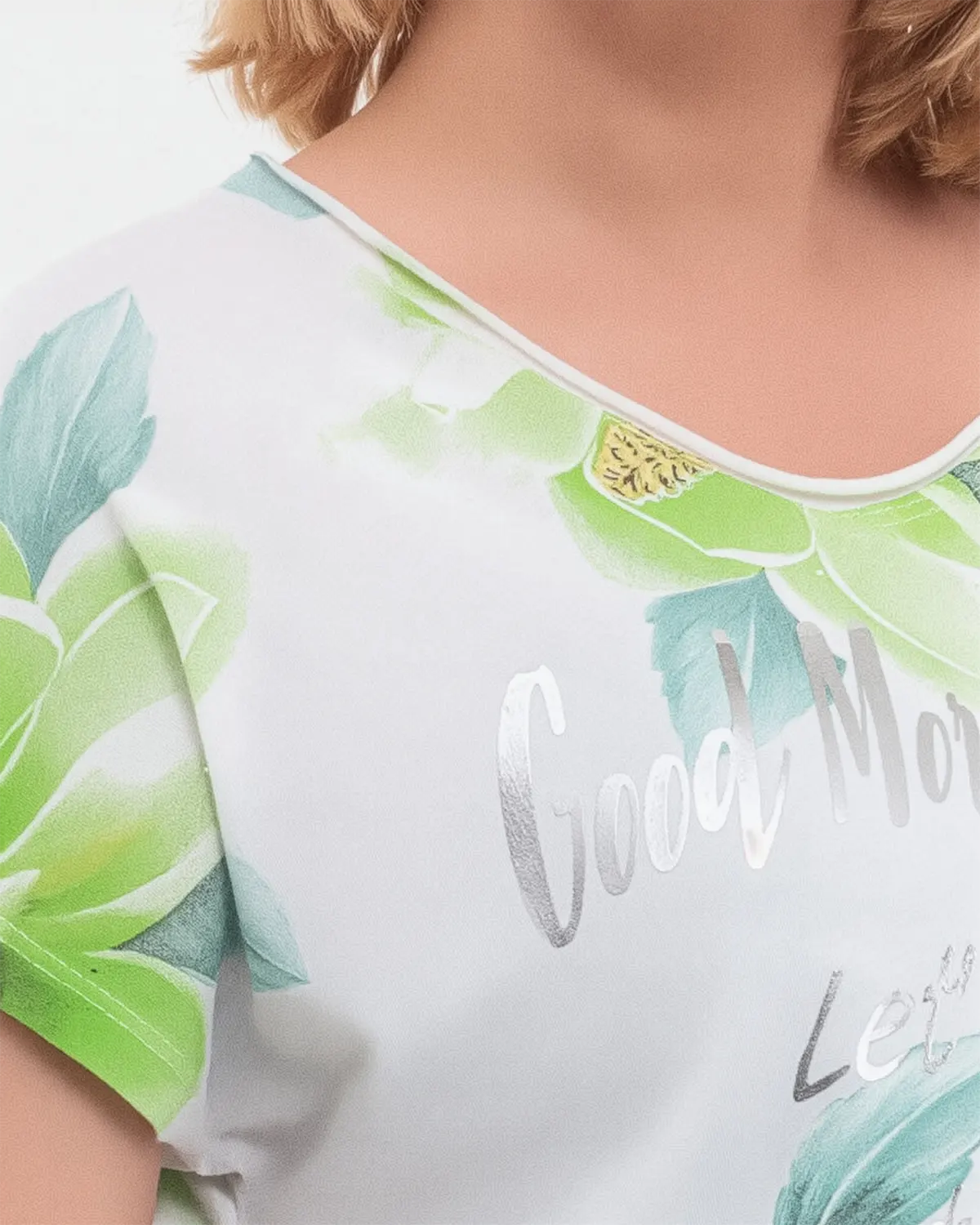 Tricou alb Fluture, din in si bumbac cu funda laterala [2]