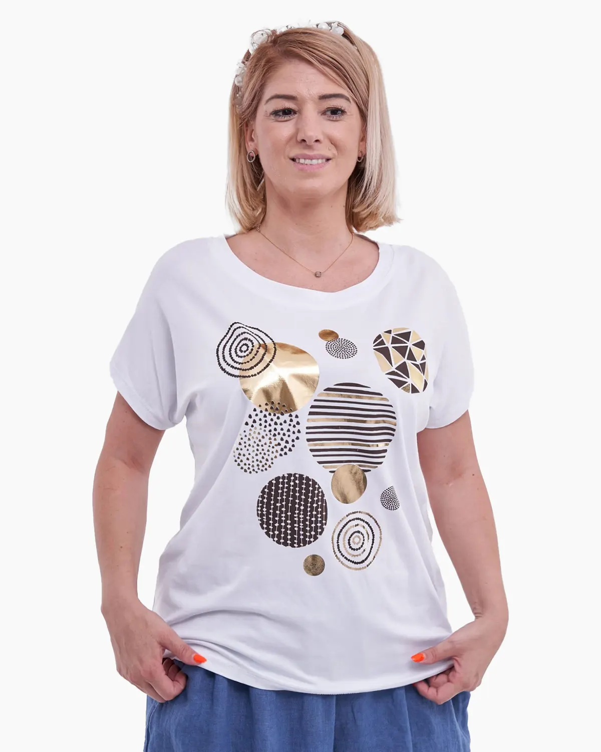 Tricou din bumbac cu imprimeu geometric [1]