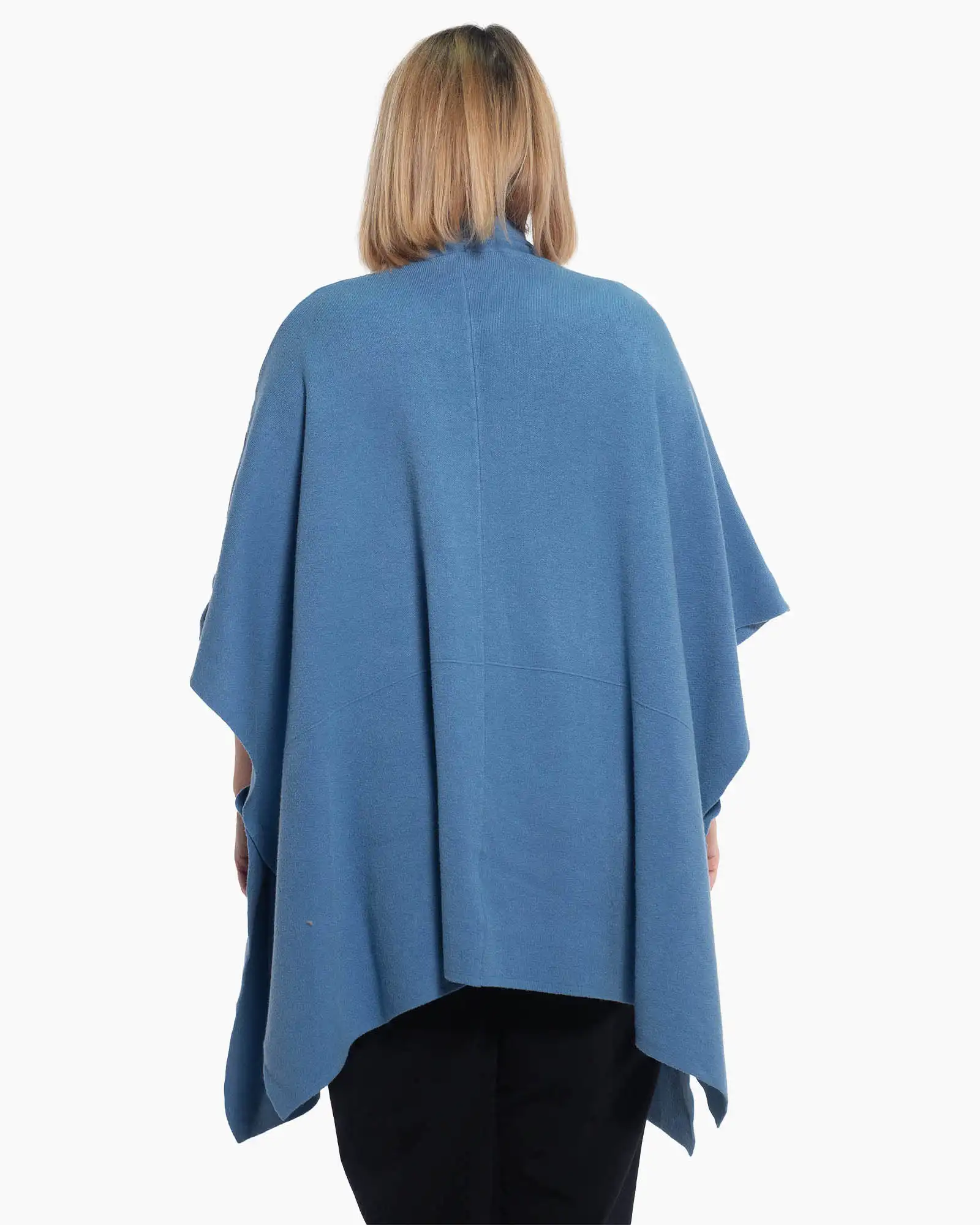 Vestă albastră lungă, casual, cu mâneci kimono și design fluid [1]