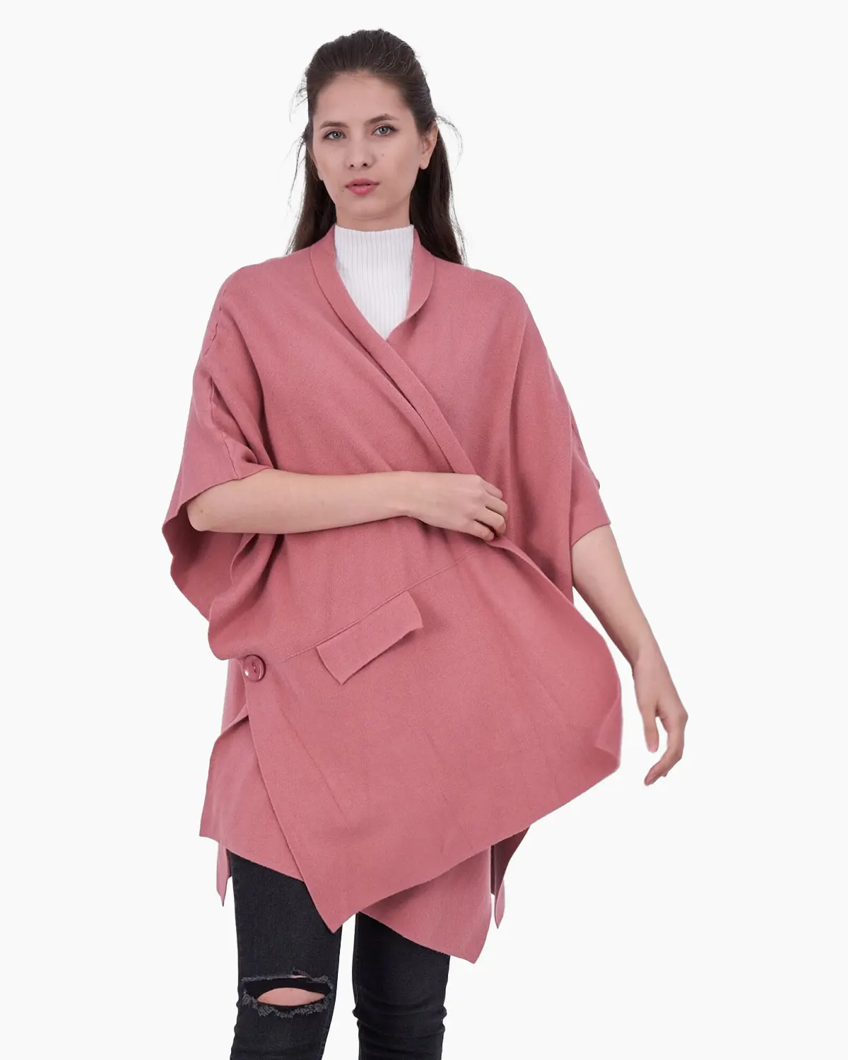 Vesta roz plamaniu tip poncho [1]