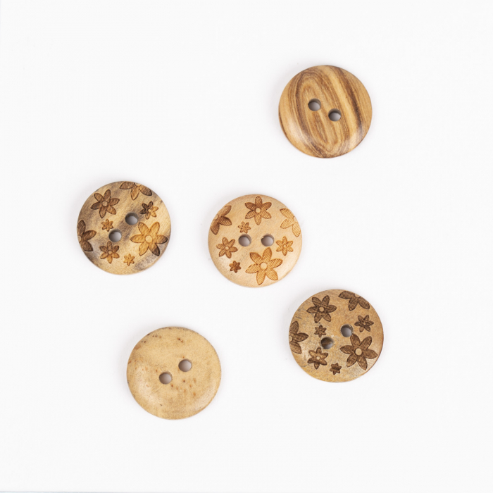 Nasturi din lemn de măslin – motiv floral gravat [2]