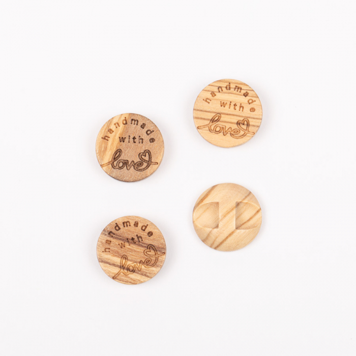 Nasturi din lemn „Handmade with love” – gravați, rotunzi, naturali [2]