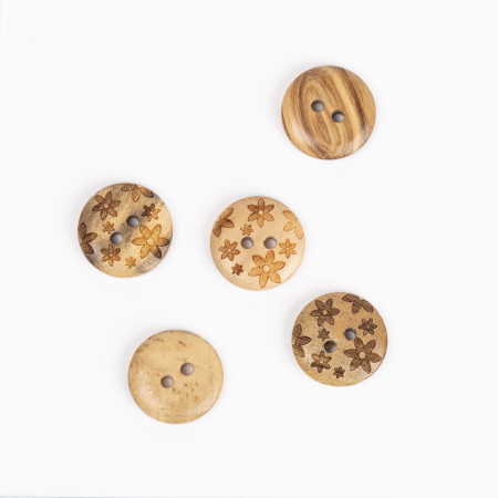 Nasturi din lemn de măslin – motiv floral gravat [1]