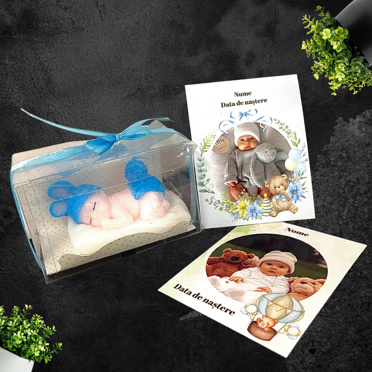 Set Mărturie Botez- 2 poze magnetice personalizate & lumânare Baby [2]