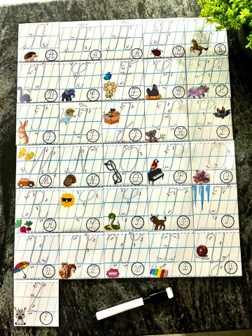 Magneți Educativi - Alfabet magnetic- 62 litere de mână (mari & mici)