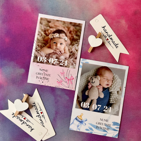 Mărturii Nuntă & Botez - Mărturie de Botez- poză magnetică personalizată