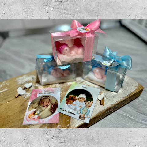 Mărturii Nuntă & Botez - Set Mărturie Botez- 1 poză magnetică personalizată & lumânare Baby