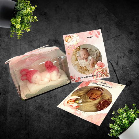 Set Mărturie Botez- 2 poze magnetice personalizate & lumânare Baby [2]