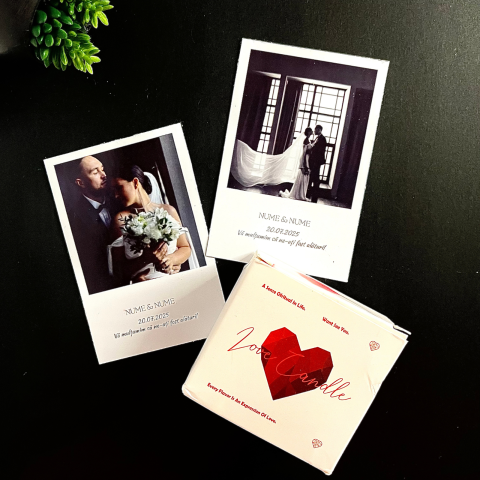 Mărturii Nuntă & Botez - Set  Mărturie Nuntă- 1 poză magnetică  personalizată & lumânare Heart