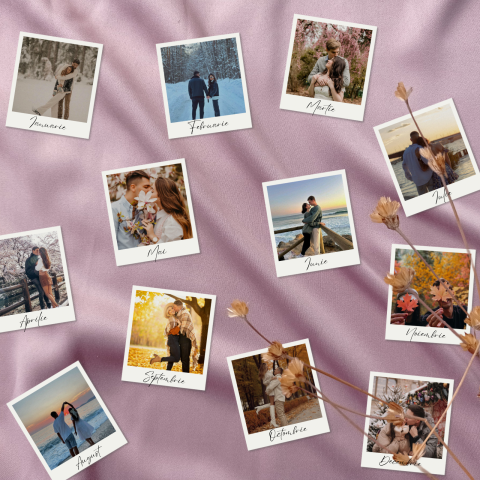 Calendare &  Kind Reminder - Setul -Un An de Amintiri Iubite (12 poze magnetice personalizate)