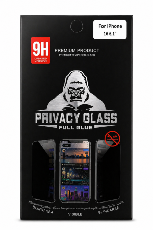 Folii telefoane - Folie sticlă securizată Privacy Glass Full Glue iPhone 16 (6.1”)