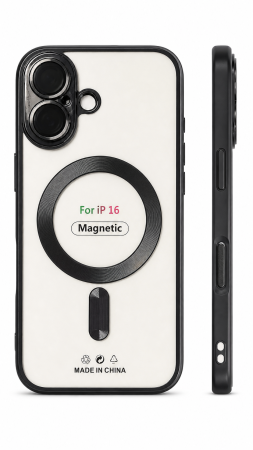 Huse telefoane - Husă Magnetică iPhone 16 Pro Max – Transparentă cu Margini Negre