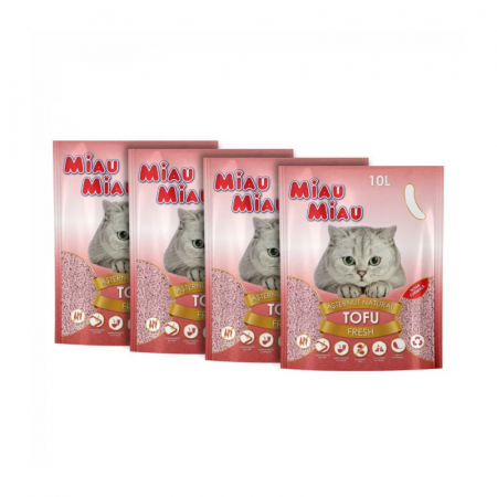 Asternuturi Animale - Pachet economic 4 buc x Asternut igienic pentru pisici Miau Miau Tofu Fresh 10L