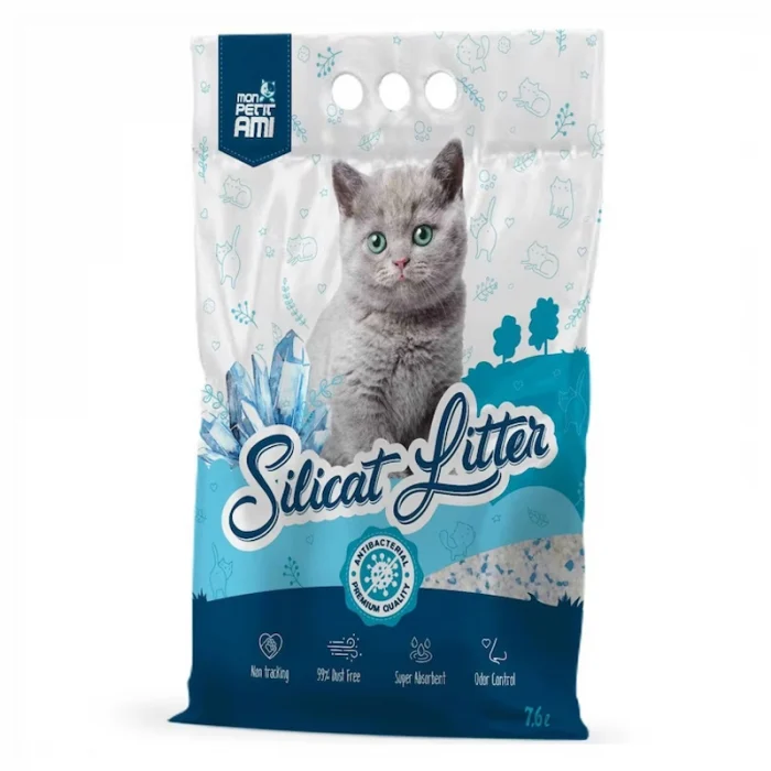 Asternuturi pentru pisici - Pachet economic 4 buc x Asternut igienic pentru pisici Mon Petit Ami Silicat Antibacterian 7,6L