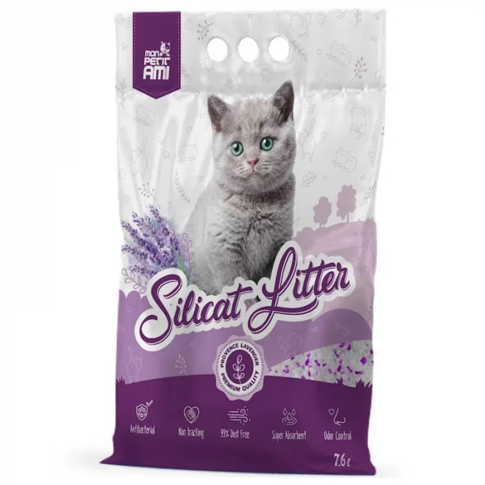 Asternuturi pentru pisici - Pachet economic 4 buc x Asternut igienic pentru pisici Mon Petit Ami Silicat Lavanda 7,6L
