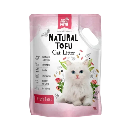 Asternuturi pentru pisici - Pachet economic 4 buc x Asternut igienic pentru pisici Mon Petit Ami Tofu Trandafiri 10L