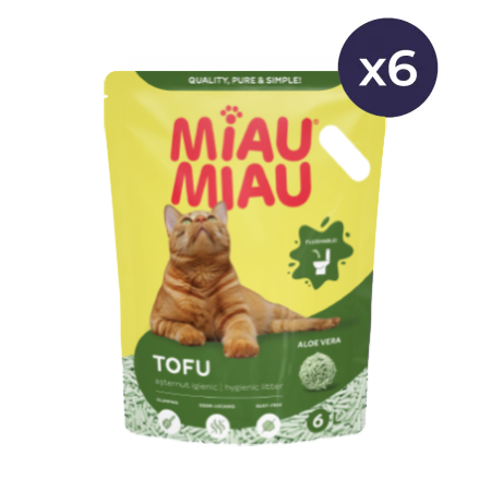 Asternuturi Animale - Pachet economic 6 buc x Asternut igienic pentru pisici Miau Miau Tofu Aloe Vera 6L