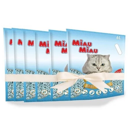 Asternuturi Animale - Pachet economic 6 buc x Asternut igienic pentru pisici Miau Miau Tofu Baby Powder 6L