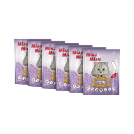 Asternuturi Animale - Pachet economic 6 buc x Asternut igienic pentru pisici Miau Miau Tofu cu lavanda 6L