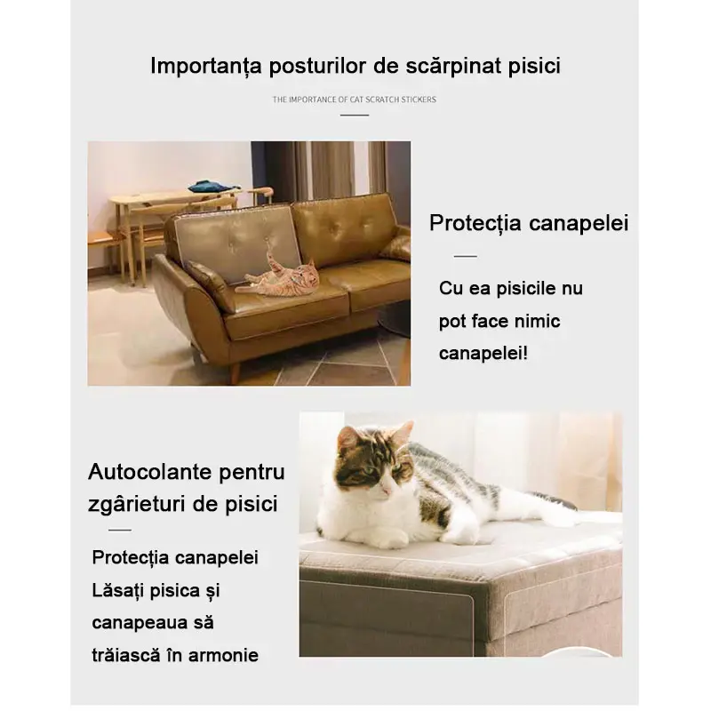 Folie protectie canapea anti-zgârieturi pisici transparenta autoadeziva 30x500cm [4]