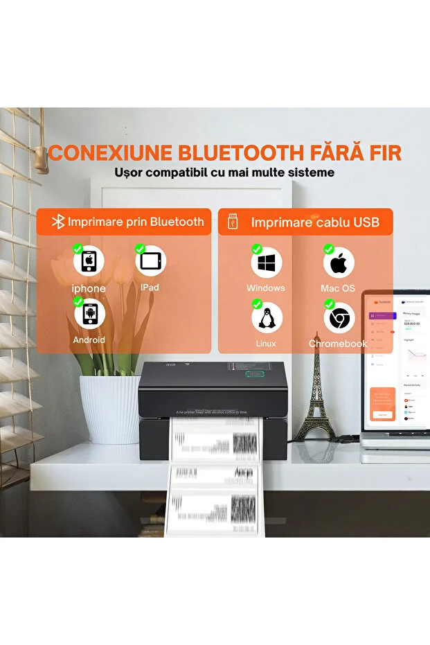 Imprimanta termica etichete 4x6 300 DPI USB Bluetooth pentru AWB [4]