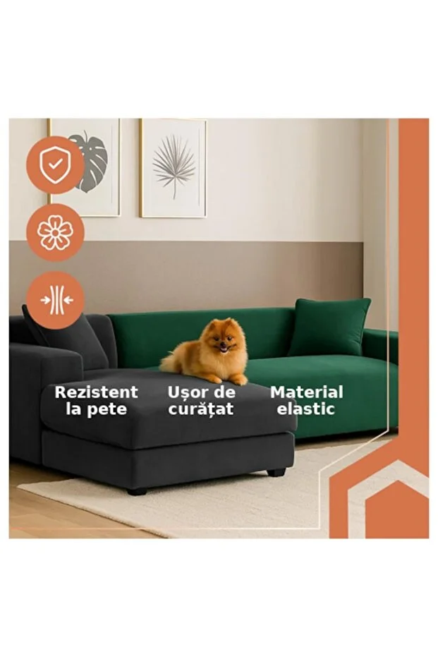 Husă elastică colțar RUHHY verde butaș 190-230 cm cu husă pentru pernă [2]