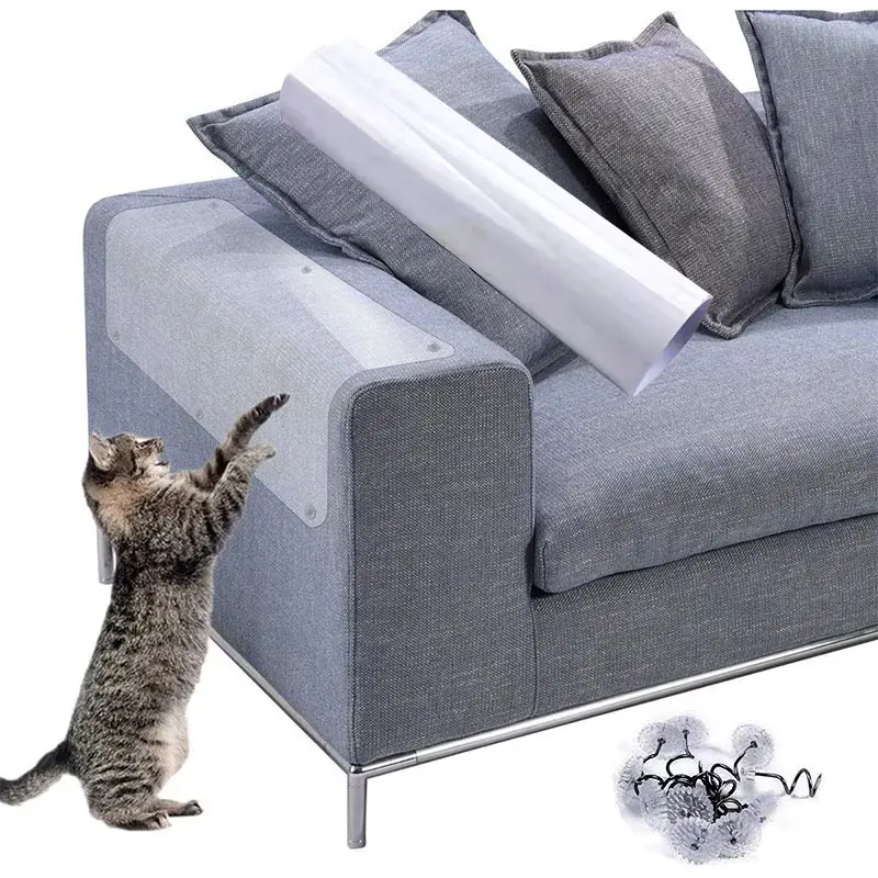Huse & Protectie Mobilier - Folie protectie canapea anti-zgârieturi pisici transparenta autoadeziva 30x500cm