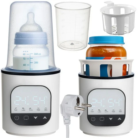 Test - Incalzitor pentru biberoane 5 in 1, functie sterilizare STEAM, incalzire si decongelare DEFROST, temperatura reglbila 45–80°C, control tactil, oprire automata, alb
