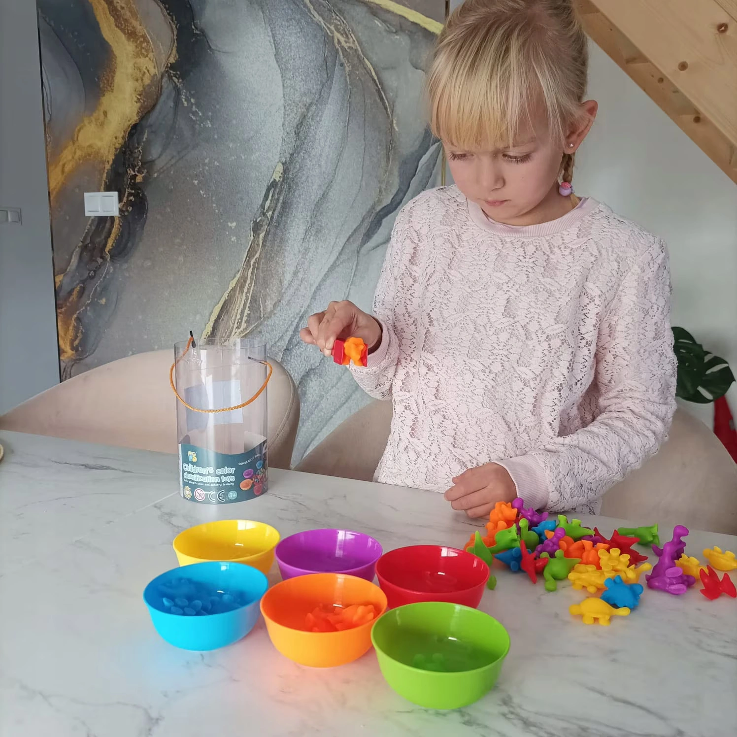 Joc Montessori sortare culori 48 dinozauri educativ [1]