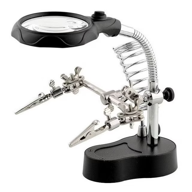 Unelte & Accesorii Electronice - Suport pentru ciocan de lipit cu lupă, lumină LED și cleme ajutătoare
