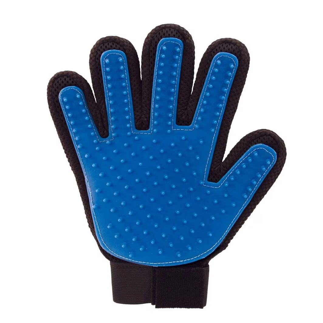 Petshop - Mănușă perie de îngrijire blana animale caini pisici albastru-negru