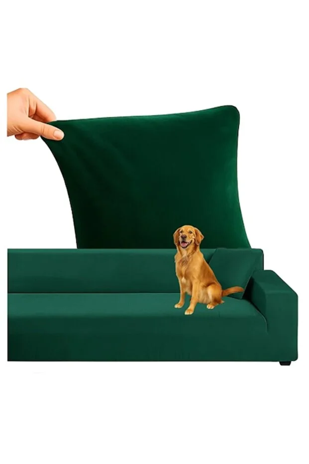 Huse & Protectie Mobilier - Husă elastică colțar RUHHY verde butaș 190-230 cm cu husă pentru pernă