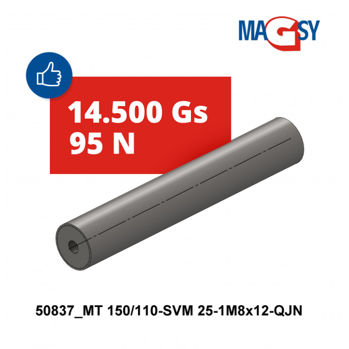 Bară magnetică - NdFeB diam.25 x 150 mm, 14.500 Gs, 95 N, 80 °C [3]