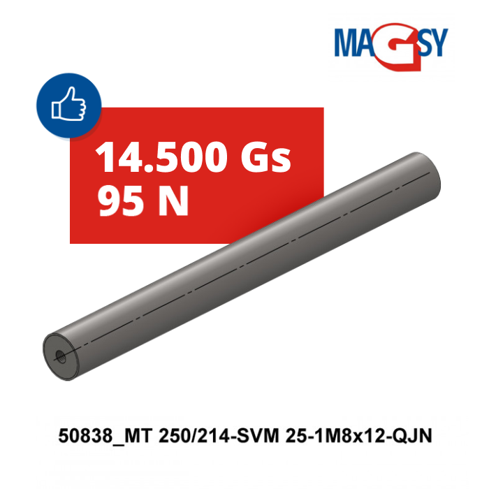 Bară magnetică - NdFeB diam.25 x 250 mm, 14.500 Gs, 95 N, 80 °C [3]
