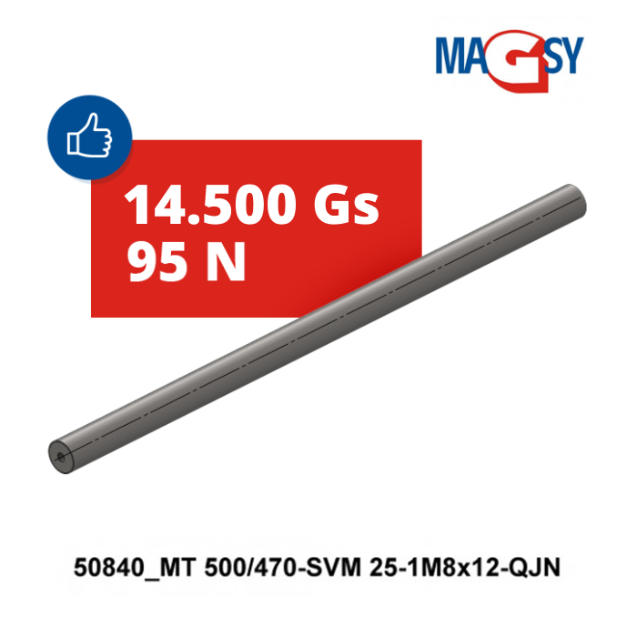Bară magnetică - NdFeB diam.25 x 500 mm, 14.500 Gs, 95 N, 80 °C [3]